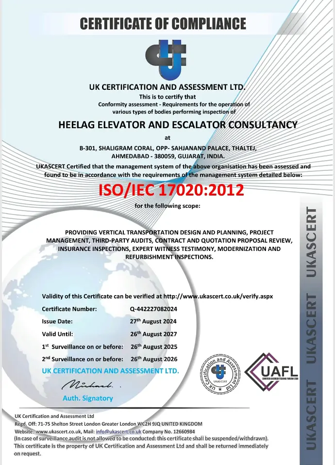 ISO 17020:2012 certificate